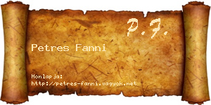 Petres Fanni névjegykártya